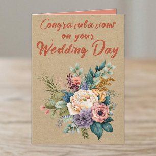 Tarjeta Boda Rústico Floral Felicitaciones naranja