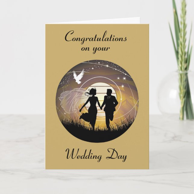 Tarjeta Boda Silhouette Groom y Bride (Anverso)
