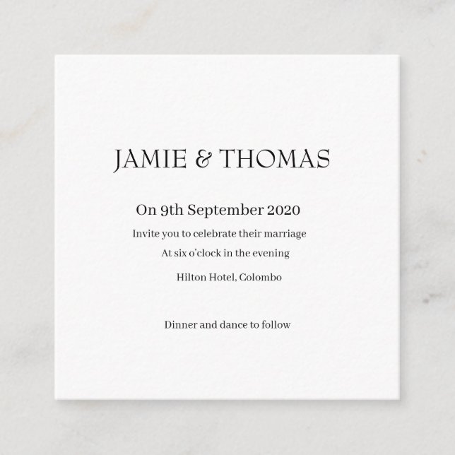 Tarjeta Boda simple (Anverso)