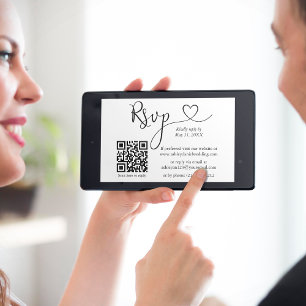 Tarjeta Boda simple minimalista RSVP en blanco y negro