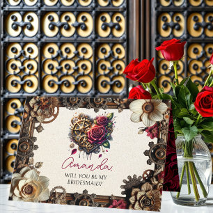 Tarjeta Boda Steampunk Serás mi dama de honor