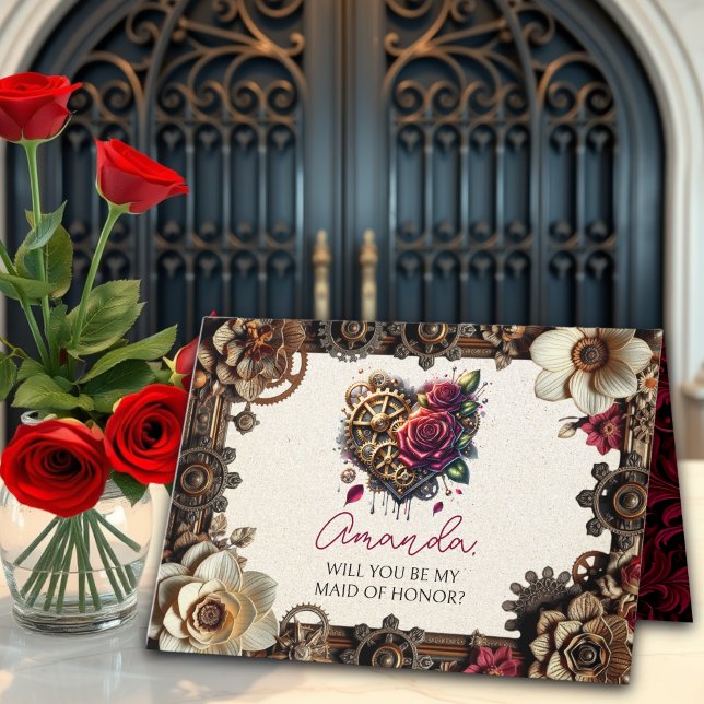Tarjeta Boda Steampunk | Serás mi empleada de honor (Subido por el creador)