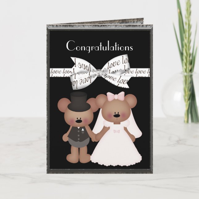 Tarjeta Boda Teddy Bear Bride y Groom (Anverso)
