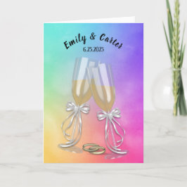 Tarjeta Boda Toast y Anillos De Mal Arcoiris