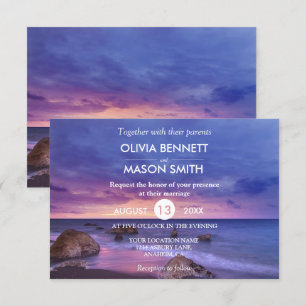 Tarjeta Boda Tropical Beach Sand Sunset Sea