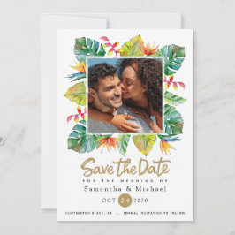 Tarjeta Boda tropical | Foto Guardar la fecha