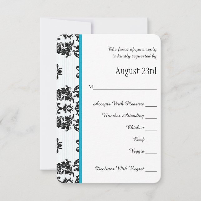 Tarjeta Boda Turquoise Pariffel Tower RSVP (Anverso)