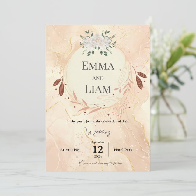 Tarjeta Boda única de lujo - Oro personalizado (Anverso de pie)