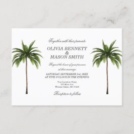 Tarjeta Boda verde de árbol de palmas tropical
