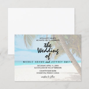 Tarjeta Boda verde de árbol de palmas tropical