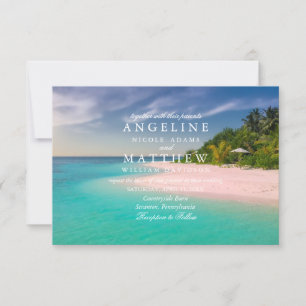 Tarjeta Boda verde de árbol de palmas tropical