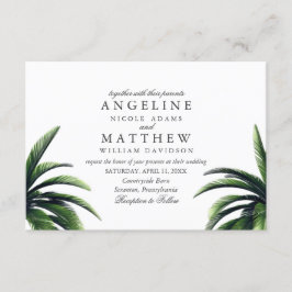 Tarjeta Boda verde de árbol de palmas tropical