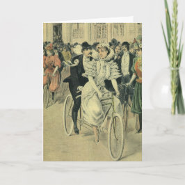 Tarjeta Boda victoriana novia y bicicleta recién casada Gr