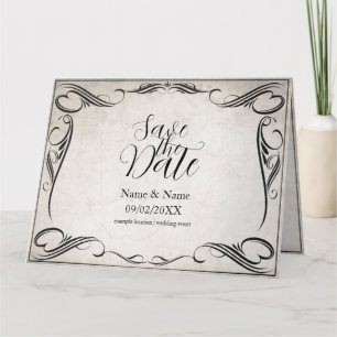 Tarjeta Boda Vintage Black Art Deco Save the Date