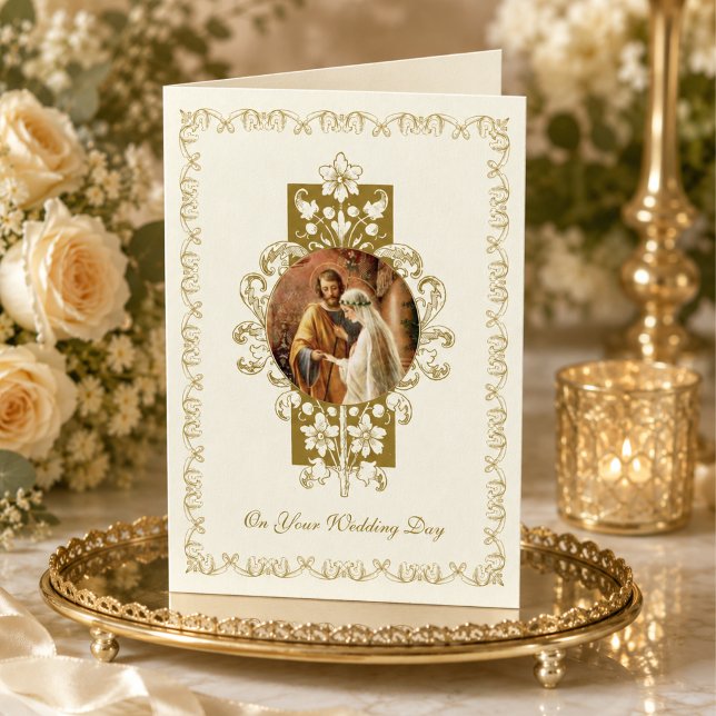 Tarjeta Boda Vintage Católica Tradicional Elegante (Subido por el creador)