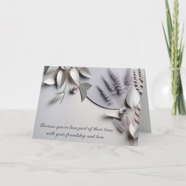 Tarjeta Boda Vow Renewal Silver Flowers (Anverso)