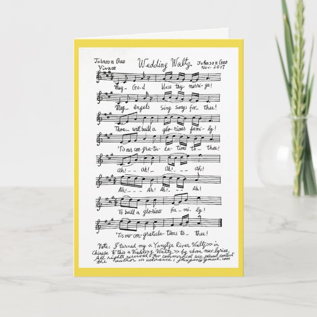 Tarjeta Boda Waltz. La canción está en versión inglesa (Anverso)