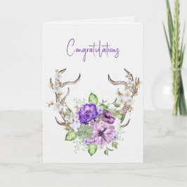 Tarjeta Boda Watercolor Deer Antler Bouquet