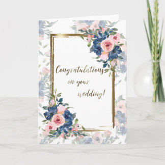 Tarjeta Boda Watercolor Navy y Rubor