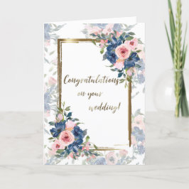 Tarjeta Boda Watercolor Navy y Rubor