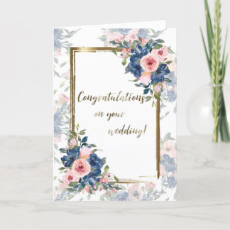 Tarjeta Boda Watercolor Navy y Rubor