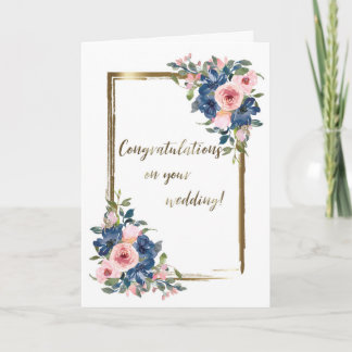 Tarjeta Boda Watercolor Navy y Rubor