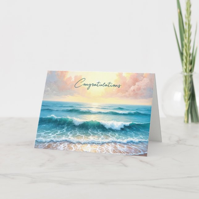 Tarjeta Bodas de la mañana en Seascape felicitaciones (Anverso)