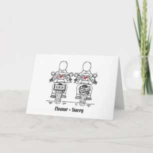 Tarjeta Bodas de moto de dos novias