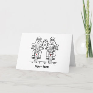 Tarjeta Bodas de moto de dos novias