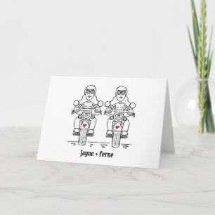Tarjeta Bodas de motocicleta para dos novias