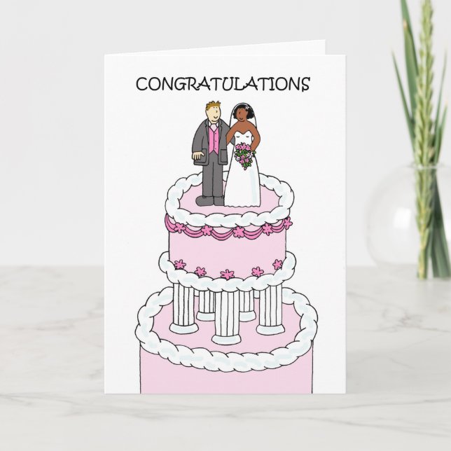 Tarjeta Bodas de parejas multirraciales felicitaciones (Anverso)