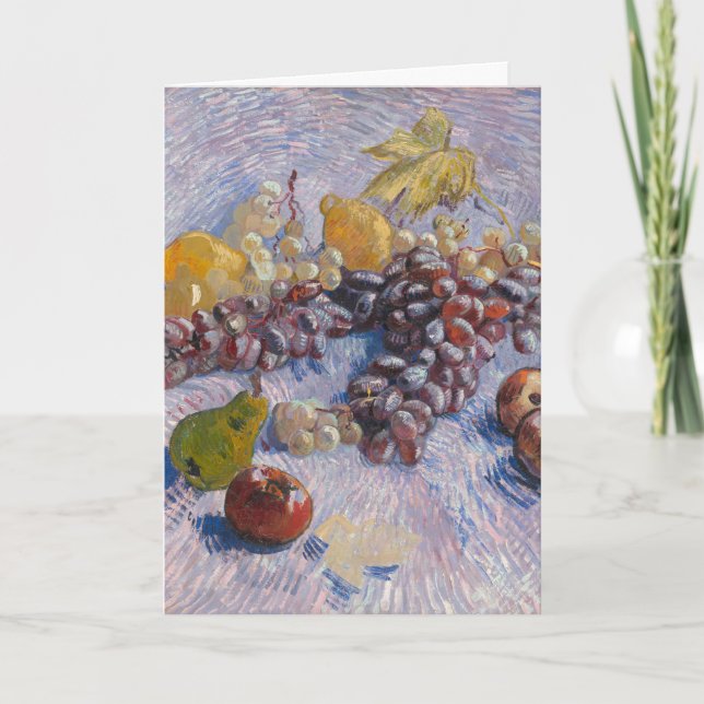 Tarjeta Bodegón de uvas y manzanas de Van Gogh Impresión d (Anverso)