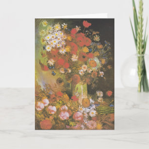 Tarjeta Bodegón floral de Van Gogh Amapolas y rosas rojas