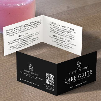 Tarjeta Body scrub packaging insert care user guide