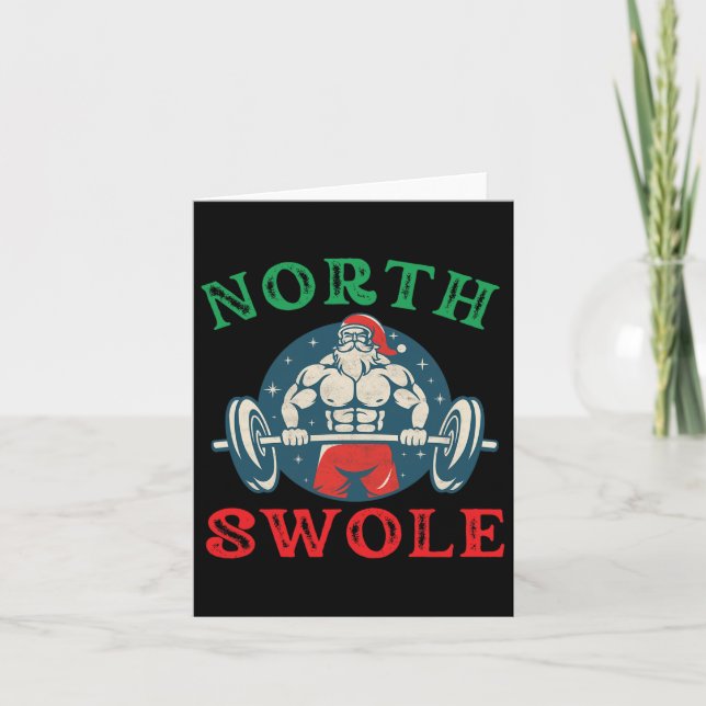 Tarjeta Bodybuild del músculo Navidades de Santa Swan del  (Anverso)
