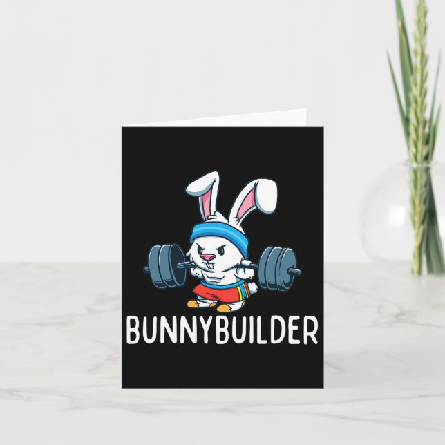 Tarjeta Bodybuilder Bunny Easter Bunnybuilder Fitness Gym (Anverso)