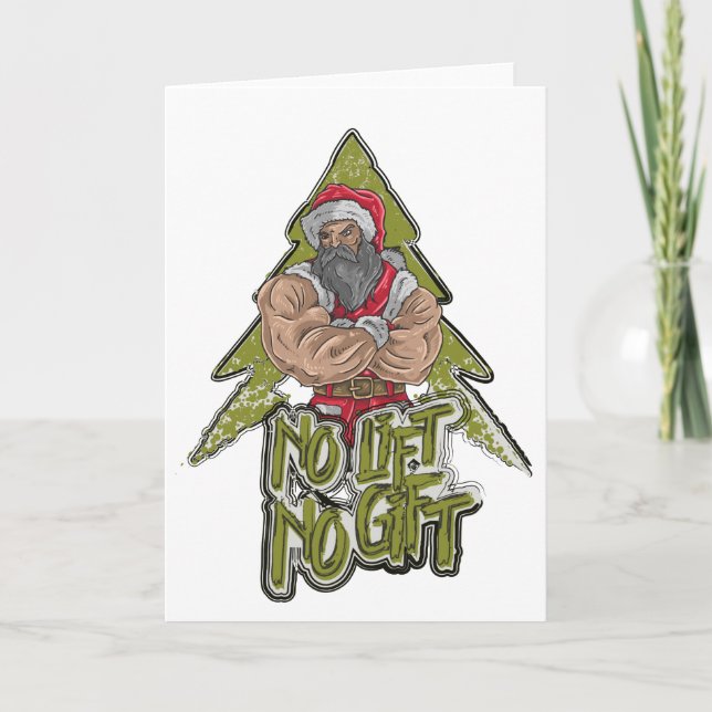 Tarjeta Bodybuilder Santa Funny Fitness Christmas Card (Anverso)