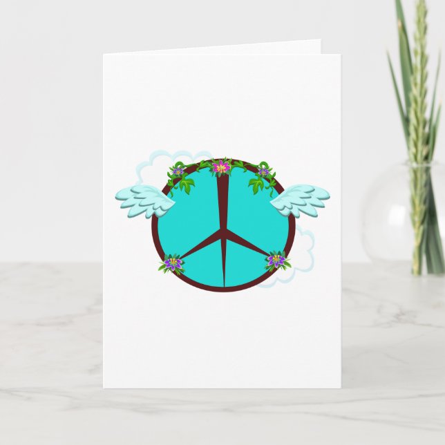 Tarjeta Bohemian Angel Wings Peace Symbol (Anverso)