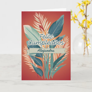 Tarjeta Bohemio Español Feliz Cumpleaños Floral Terracota