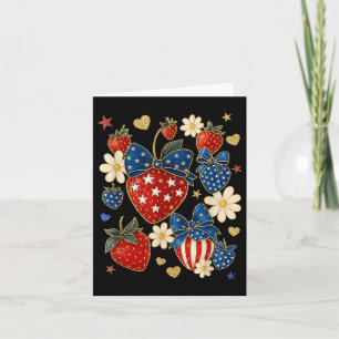 Tarjeta Boho 4 De Julio Preppy Strawberry, Estados Unidos