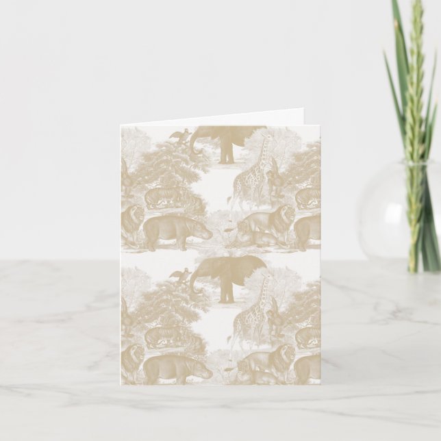Tarjeta Boho Beige Jungle Animals Safari Chinoiserie (Anverso)