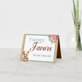 Tarjeta Boho Blue Bear Baby Shower Yummy Favorito Table