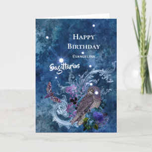 Tarjeta Boho Blue Sagittarius Constellation Cumpleaños