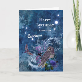 Tarjeta Boho Blue Zodiac Capricorn Constellation Cumpleaño