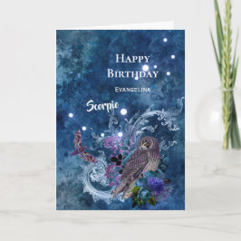 Tarjeta Boho Blue Zodiac Scorpio Constellation Cumpleaños
