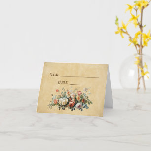 Tarjeta Boho boda arreglo floral viejo lugar de papel
