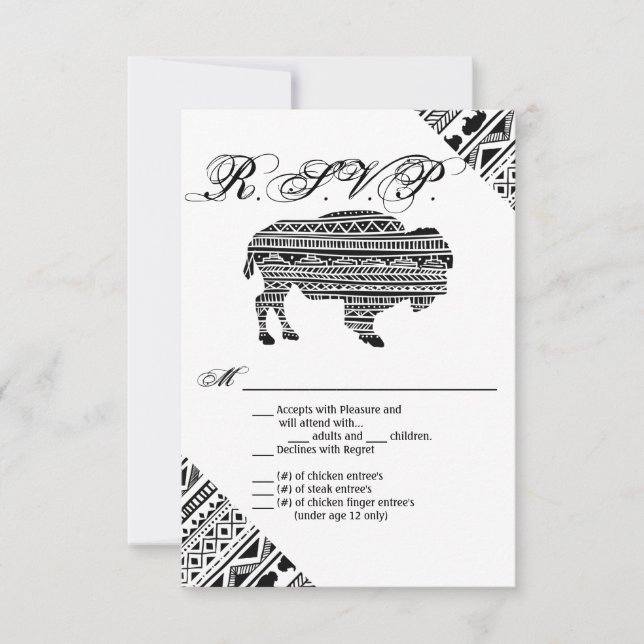 Tarjeta Boho Buffalo Tribal Patrón Búfalo de Tarje (Anverso)