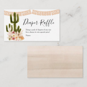 Tarjeta Boho Cactus Diaper Raffle