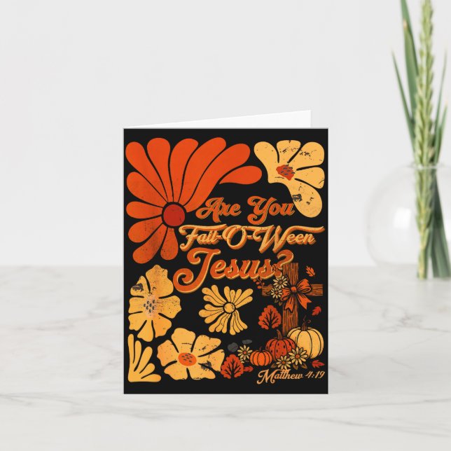 Tarjeta Boho Christian Fall Thanksgiving Are You Fall-o-we (Anverso)