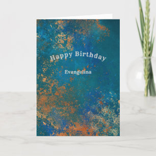 Tarjeta Boho Copper Blue Grunge Cumpleaños